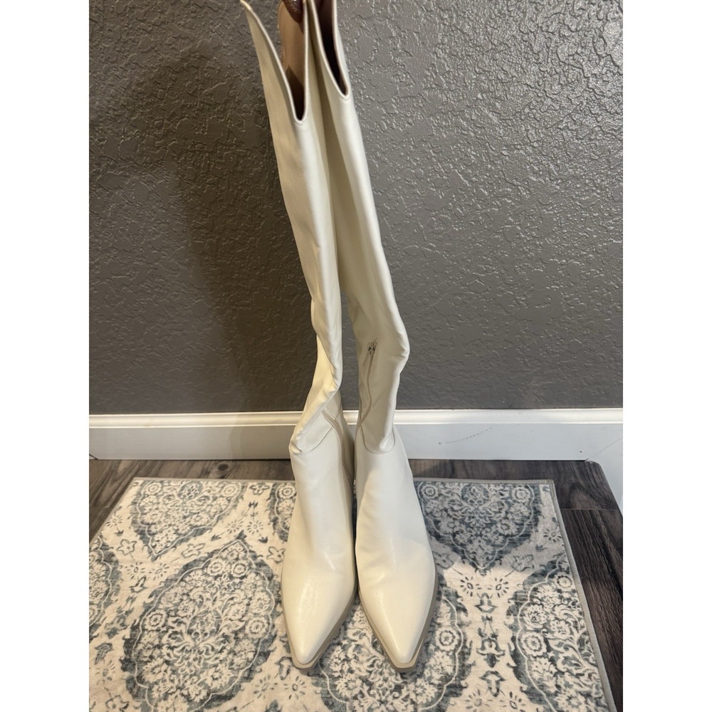 Oasis Society Clara Tall Knee High Western Boots White 7.5 - Picture 3 of 4